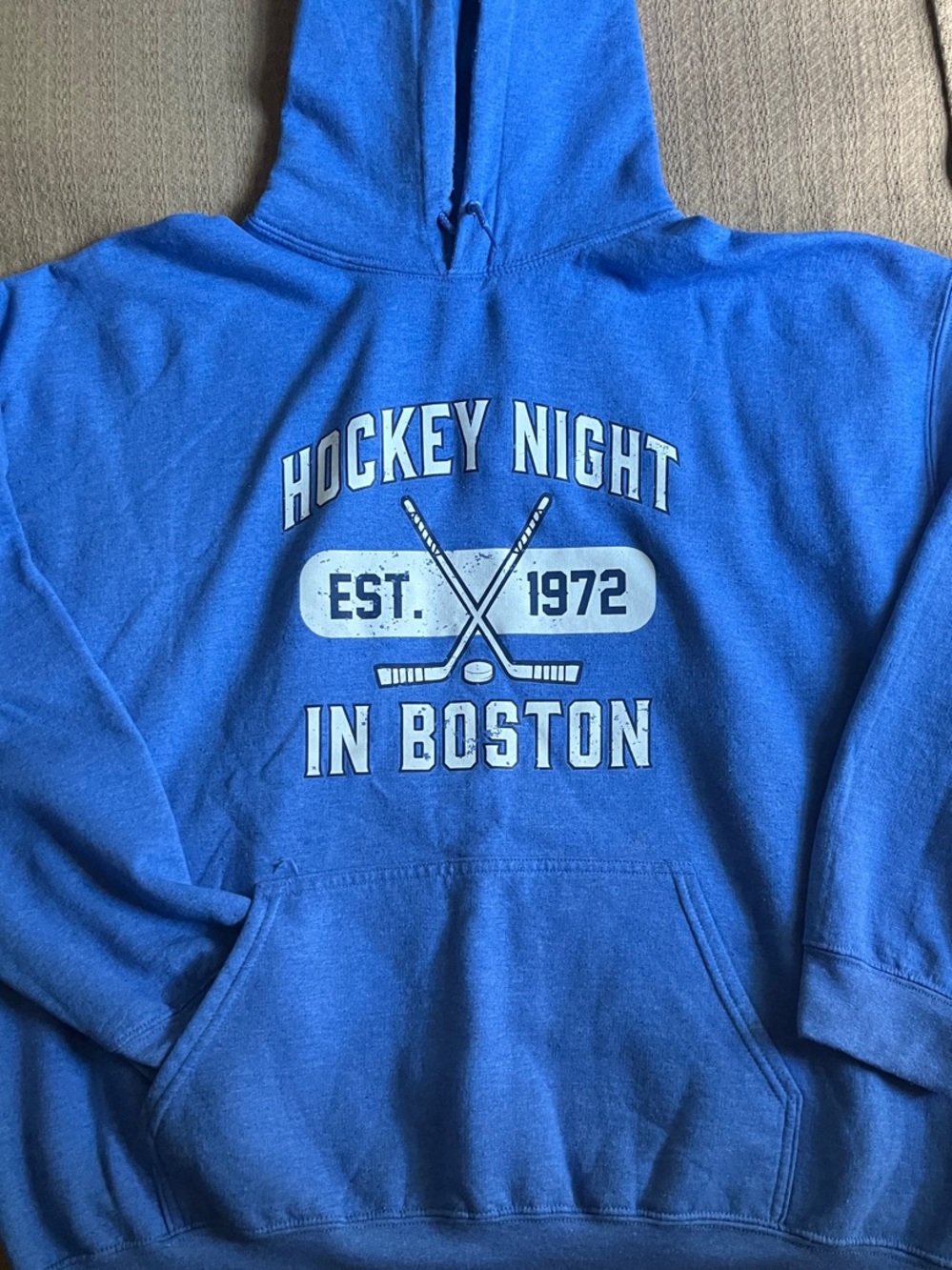 Gildan Blue 'Hockey Night in Boston' Crewneck Hoodie
